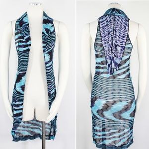 NWOT Missoni Hood Knit Vest Blue Beach CoverUp 2 S